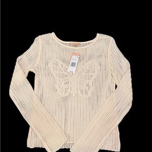 Evolutionary Cream Crochet Butterfly Sweater NWT Boho Size M